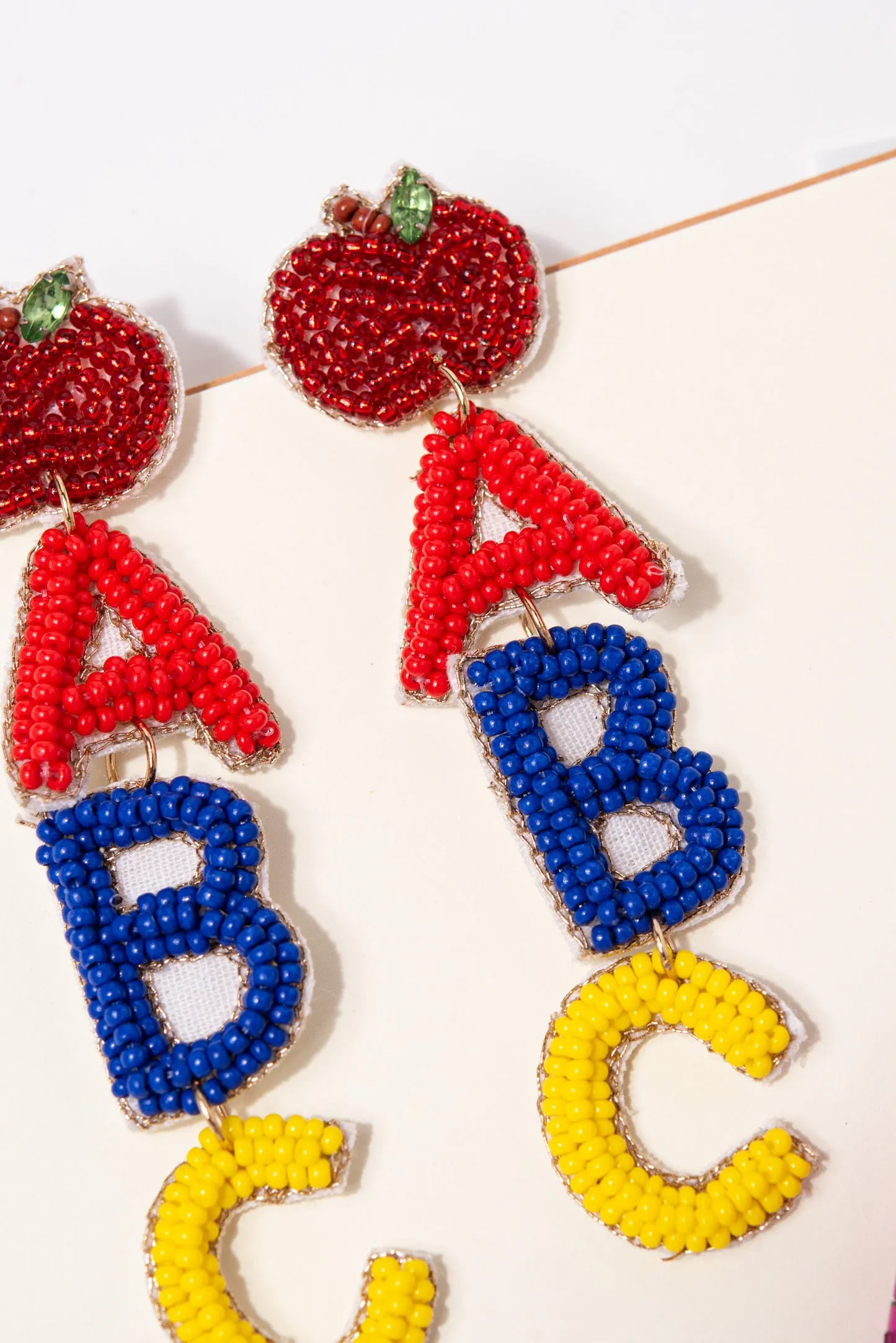 Daniela "ABC" Seed Beaded Dangle Earrings - Multi Color