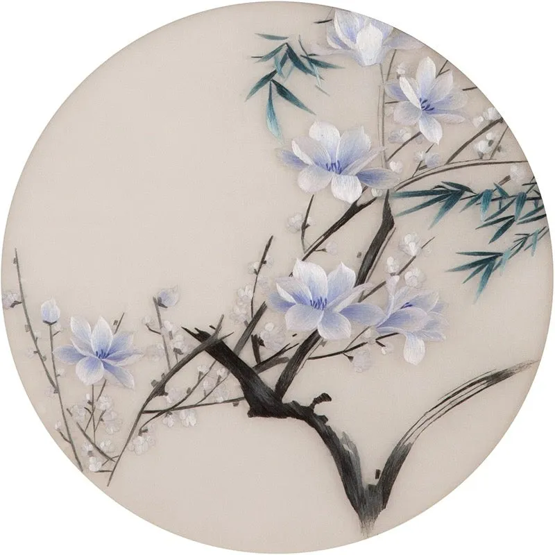 DIY Silk Embroidery kit Blue Plum Blossom 20cm