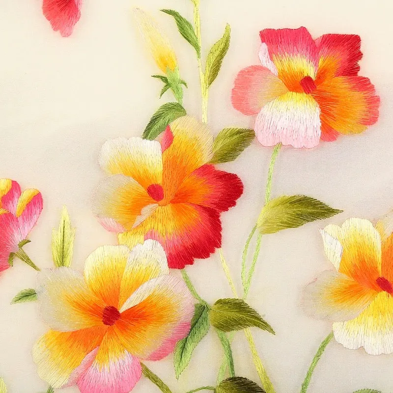 DIY Silk Embroidery kit Colorful Flowers 20cm