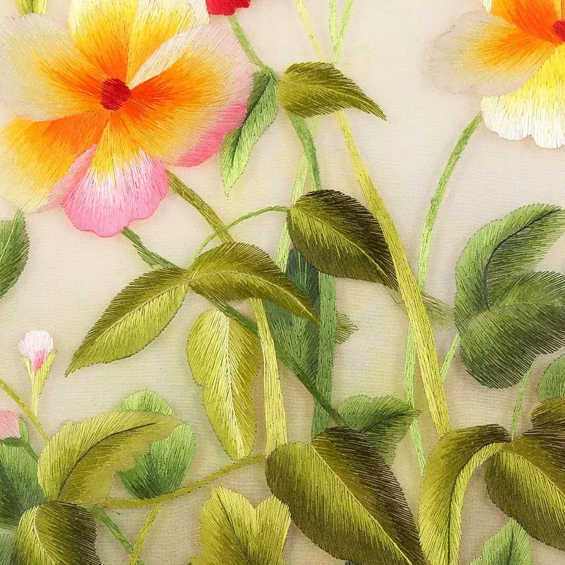 DIY Silk Embroidery kit Colorful Flowers 20cm