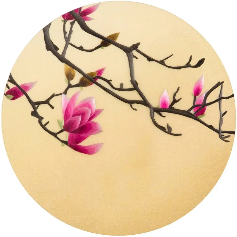 DIY Silk Embroidery kit Magnolia Flowers 20cm