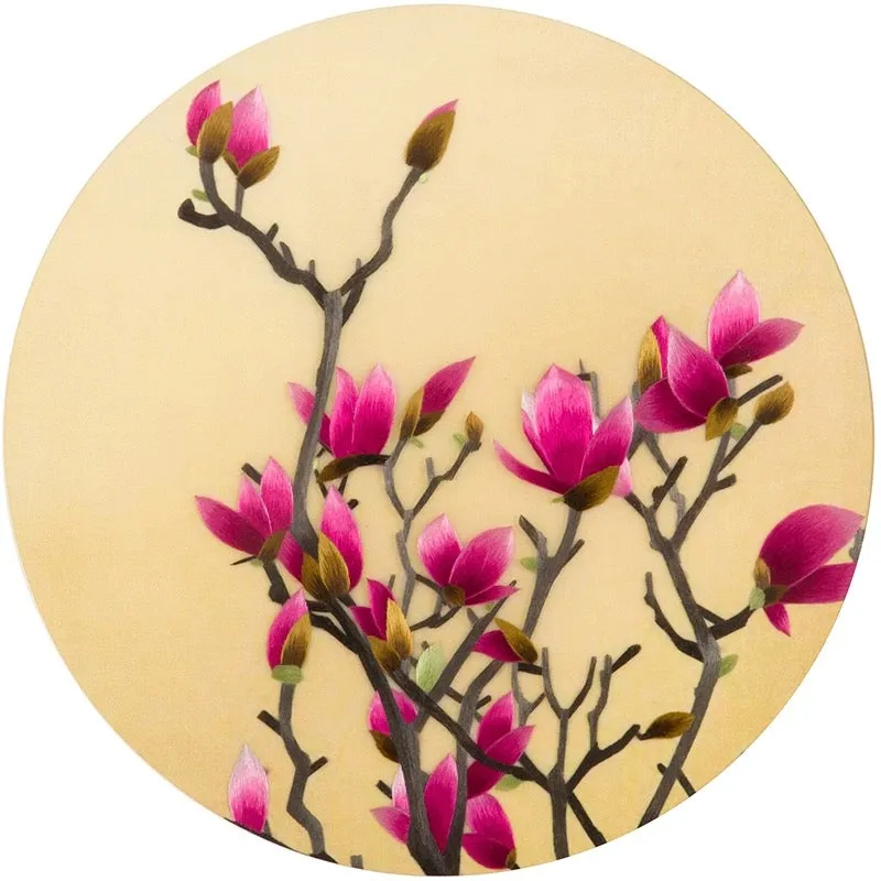 DIY Silk Embroidery kit Magnolia Flowers 20cm