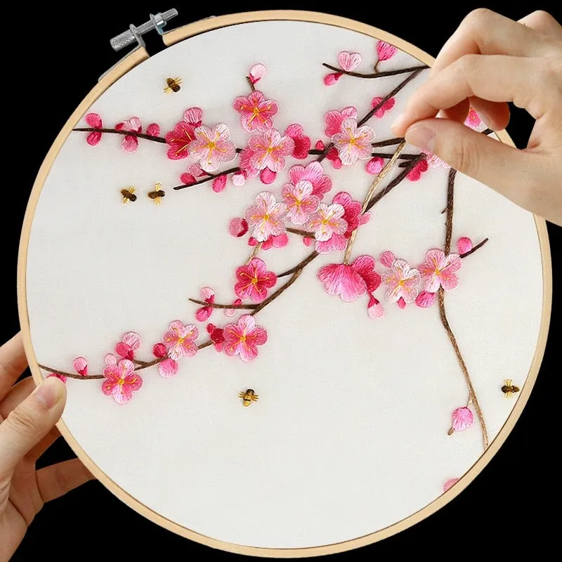 DIY Silk Embroidery kit Peach Blossom 20cm