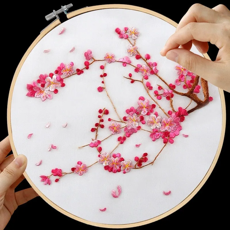 DIY Silk Embroidery kit Peach Blossom 20cm