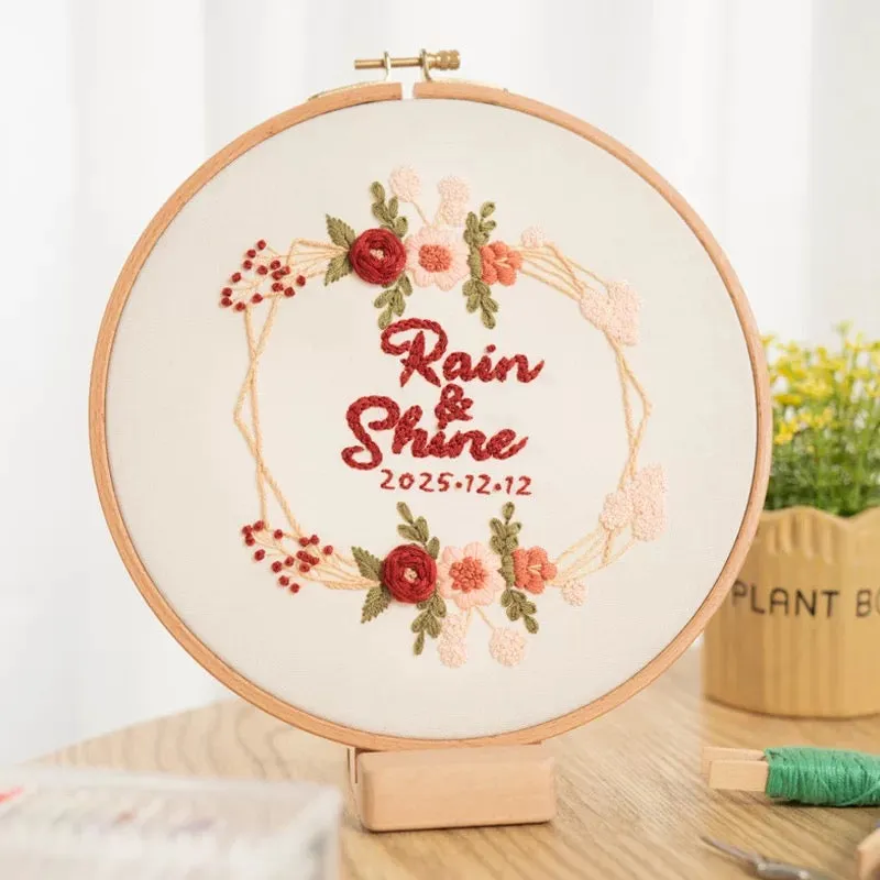 DIY Your Name Floral Hand Embroidery Kit 20cm