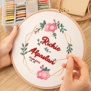 DIY Your Name Floral Hand Embroidery Kit 20cm