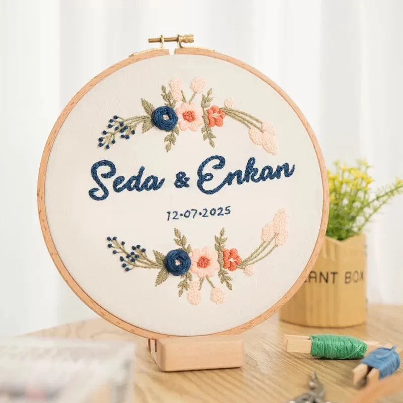 DIY Your Name Floral Hand Embroidery Kit 20cm