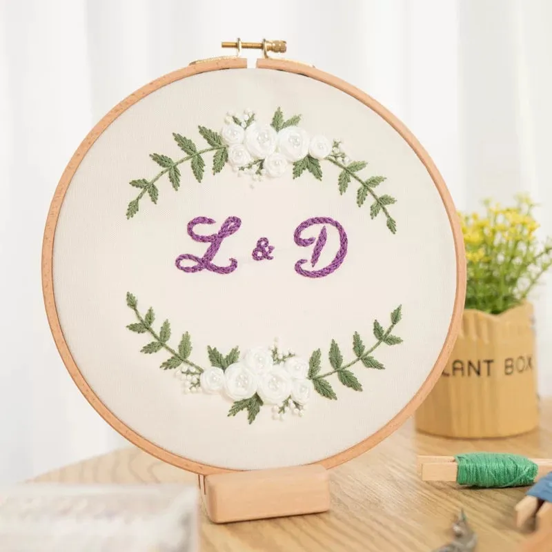 DIY Your Name Floral Hand Embroidery Kit 20cm