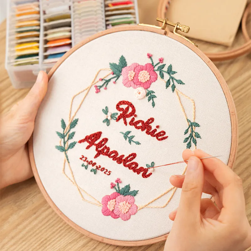 DIY Your Name Floral Hand Embroidery Kit 20cm