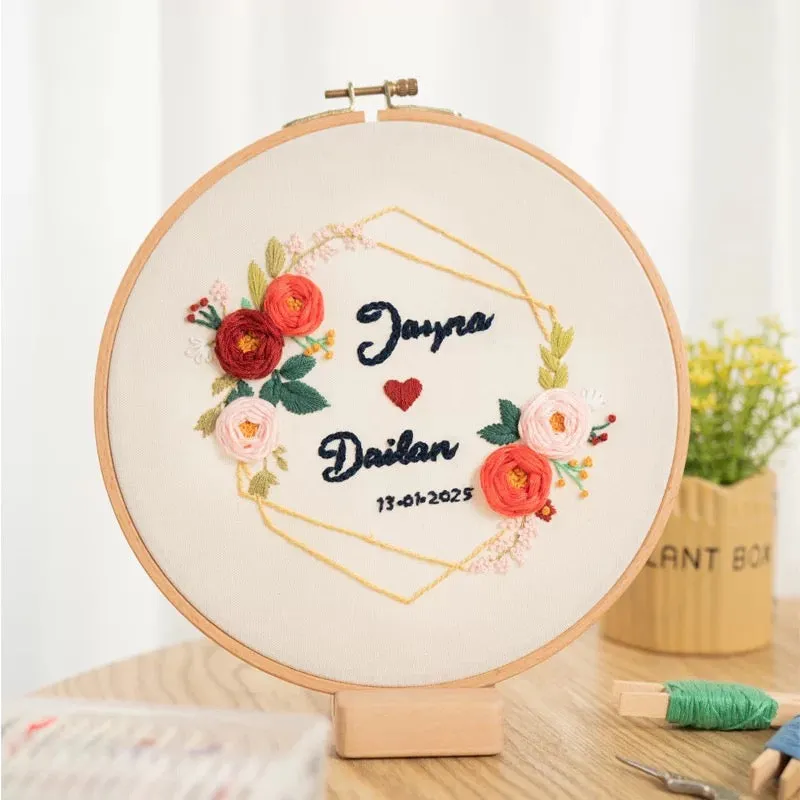 DIY Your Name Floral Hand Embroidery Kit 20cm