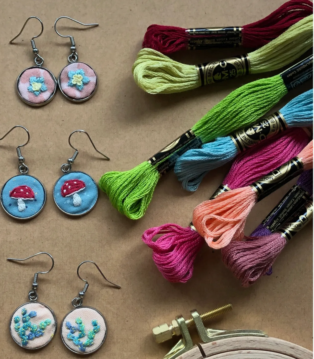 Embroidered Earrings - Beginner DIY Craft Kit