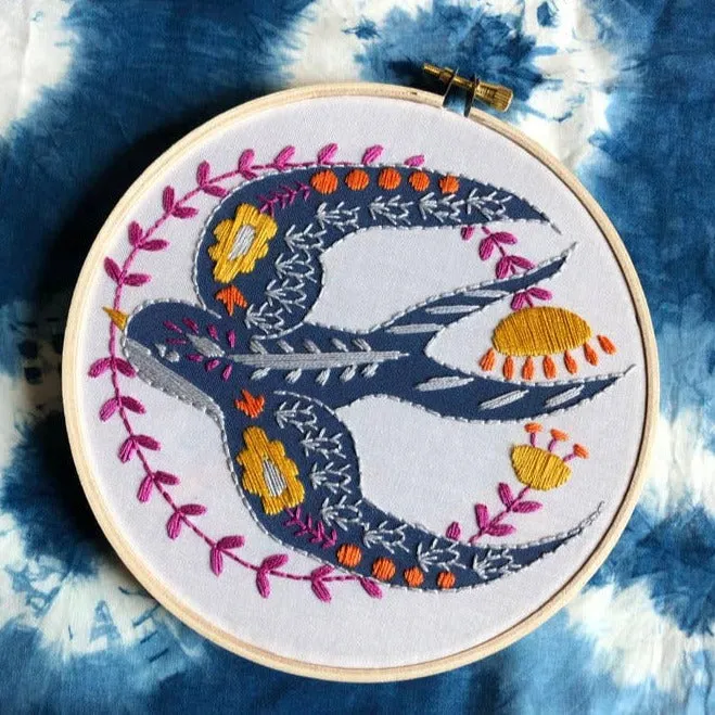 Embroidery Kit by Rikrack- Folk Art Swallow