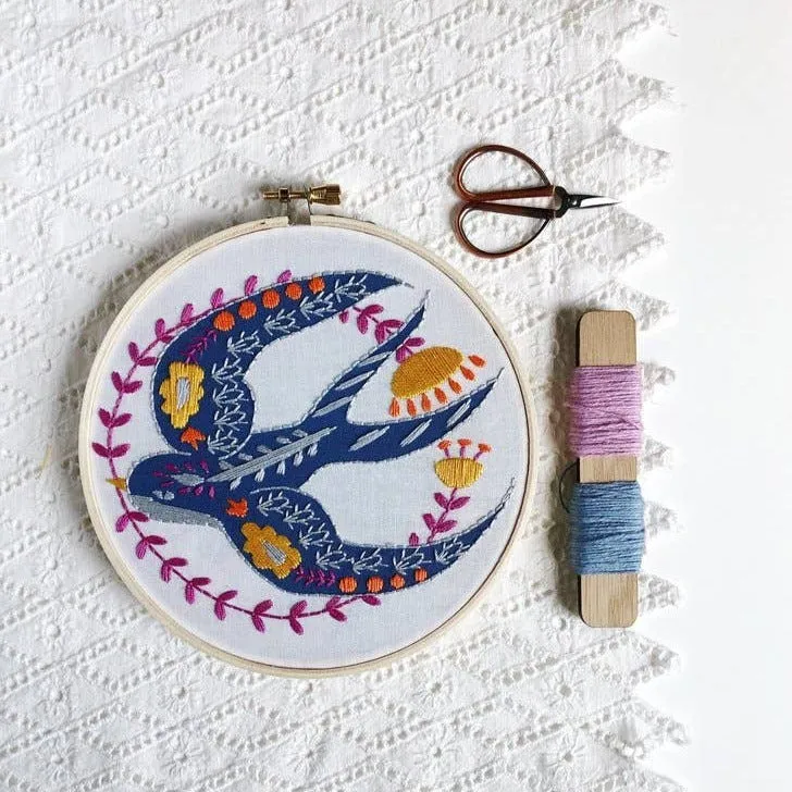 Embroidery Kit by Rikrack- Folk Art Swallow