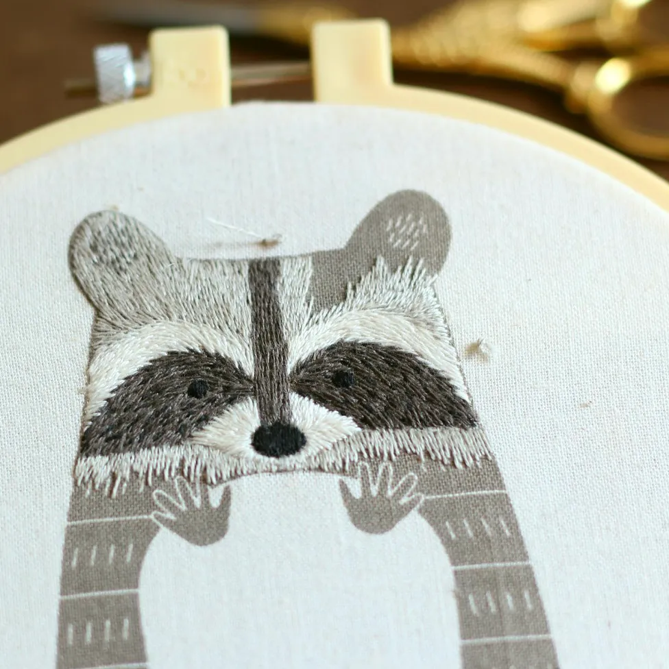 Embroidery Mini Plush Kit, Raccoon | Level 3