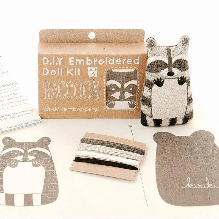 Embroidery Mini Plush Kit, Raccoon | Level 3