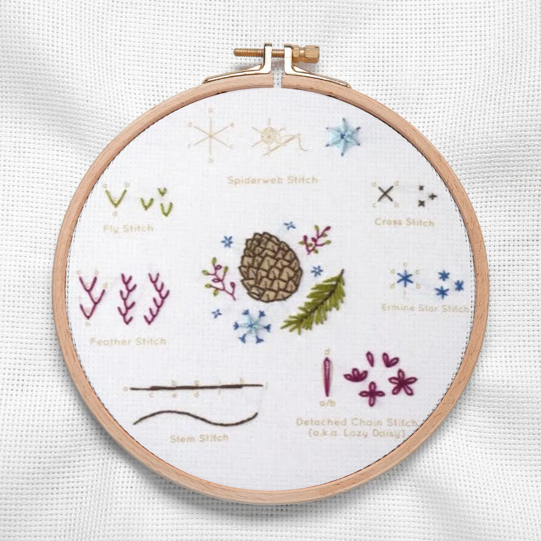 Embroidery Sampler Kit: Pinecone Winter | Beginner