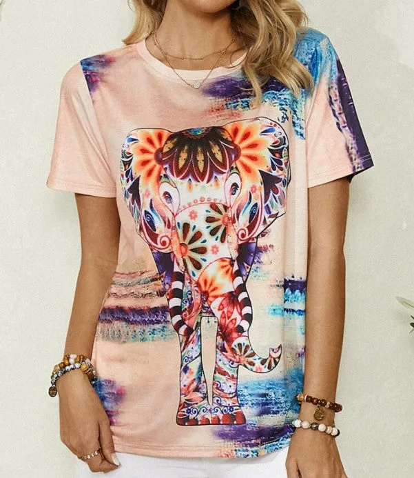 Fashion short-sleeved round neck printed casual t-shirt