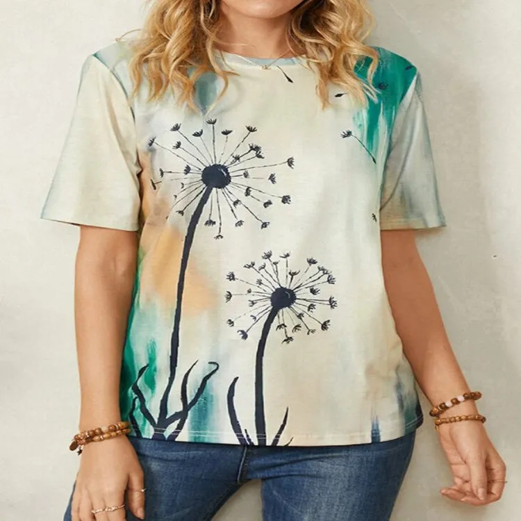 Fashion short-sleeved round neck printed casual t-shirt