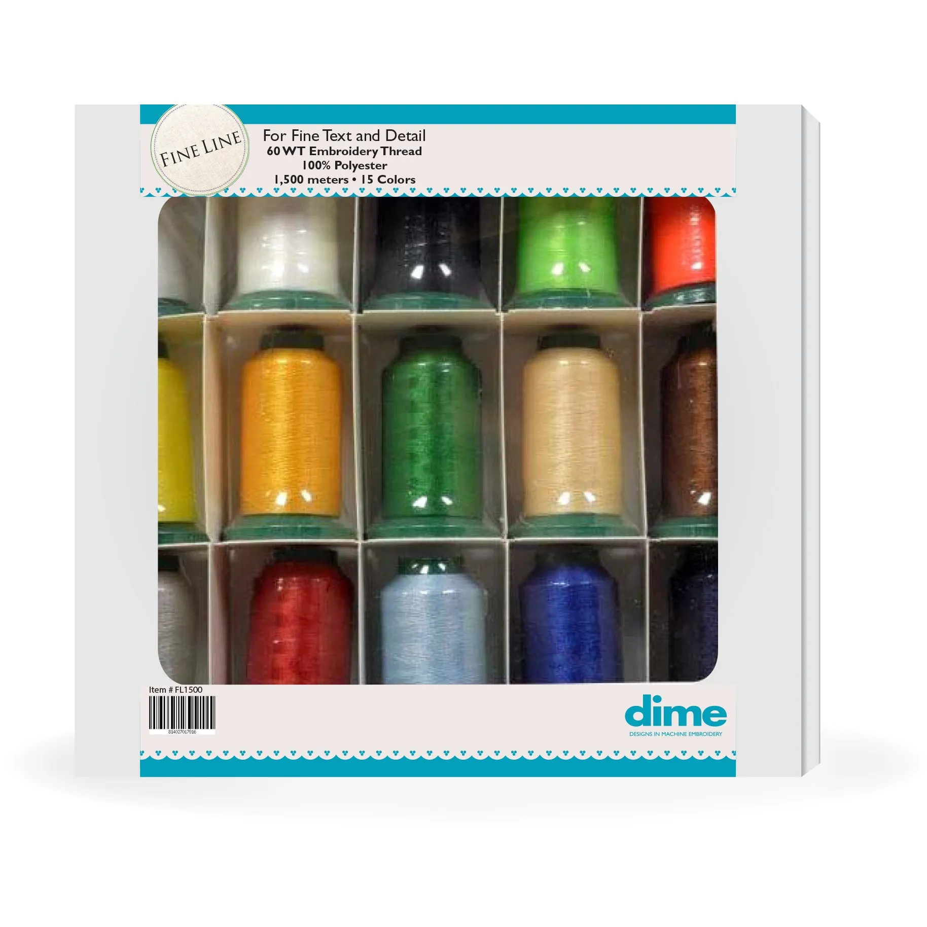 Fine Line 15 Spool Thread Kit   65/9 Sharp Needles