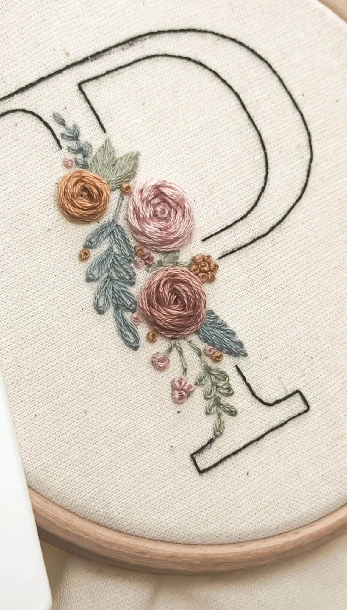 Floral Initial Embroidery Kit