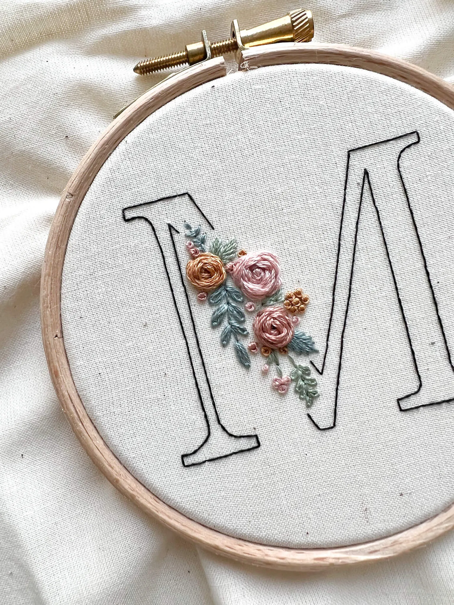 Floral Initial Embroidery Kit