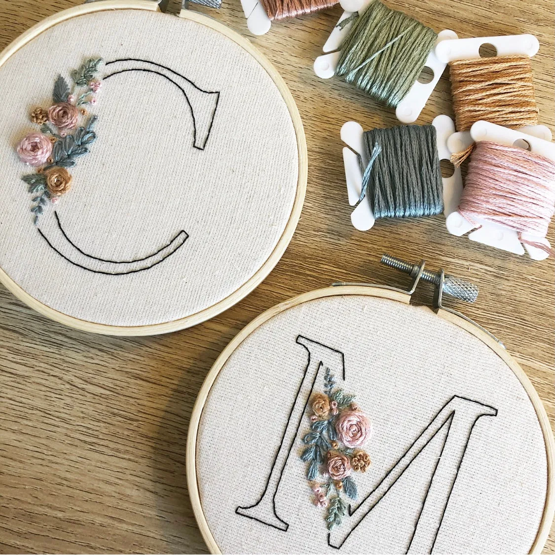 Floral Initial Embroidery Kit