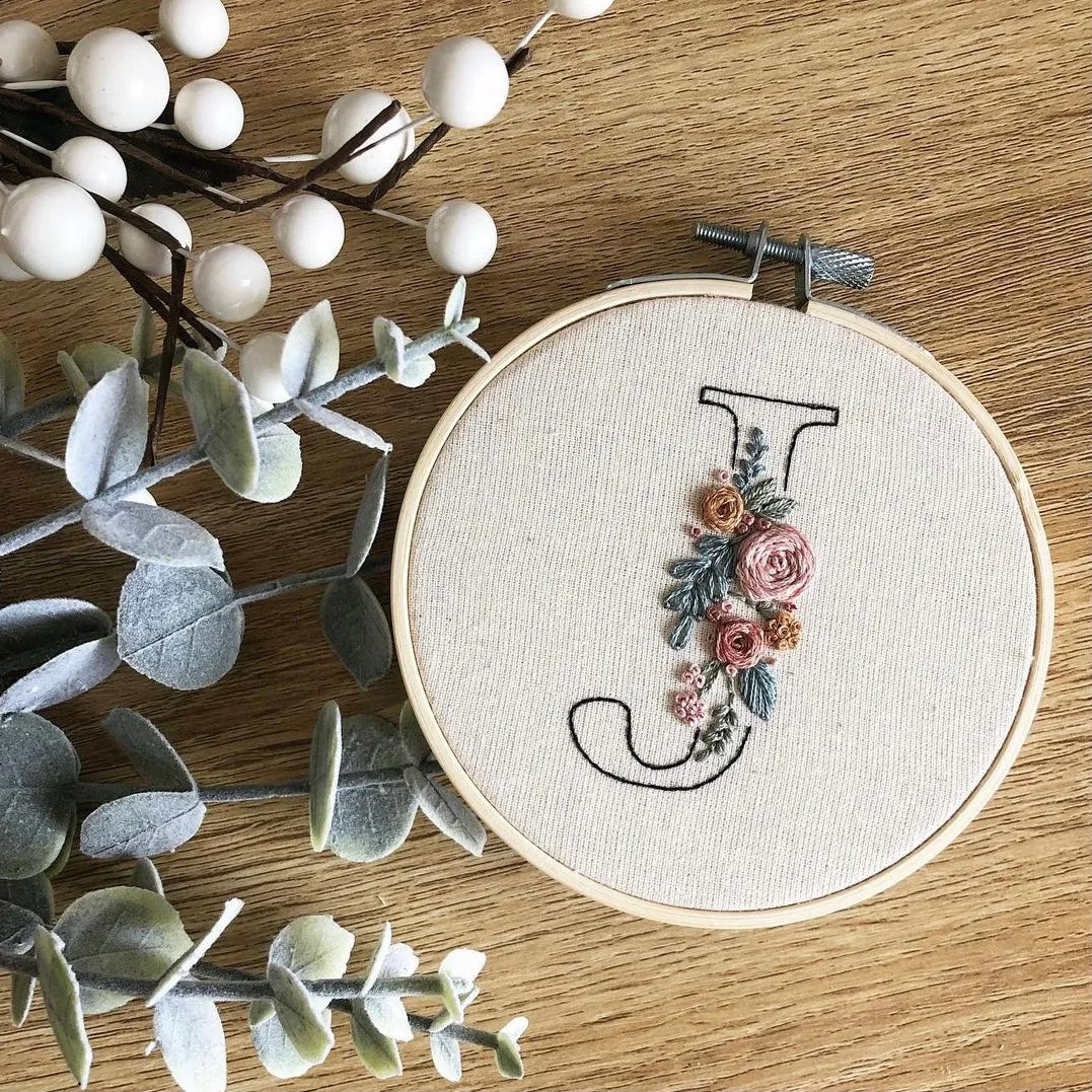 Floral Initial Embroidery Kit