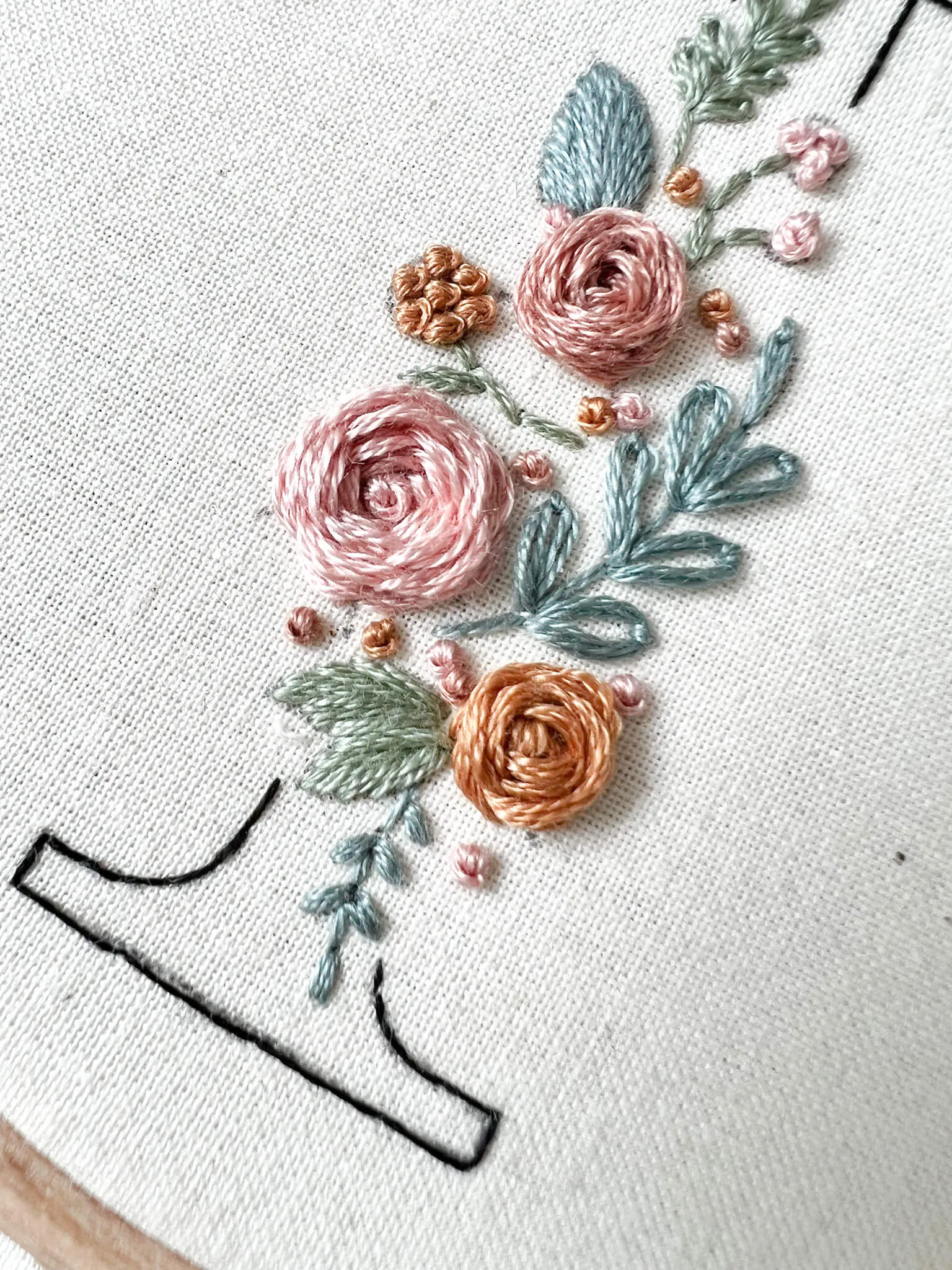 Floral Initial Embroidery Kit