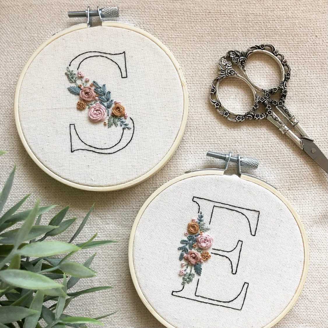 Floral Initial Embroidery Kit