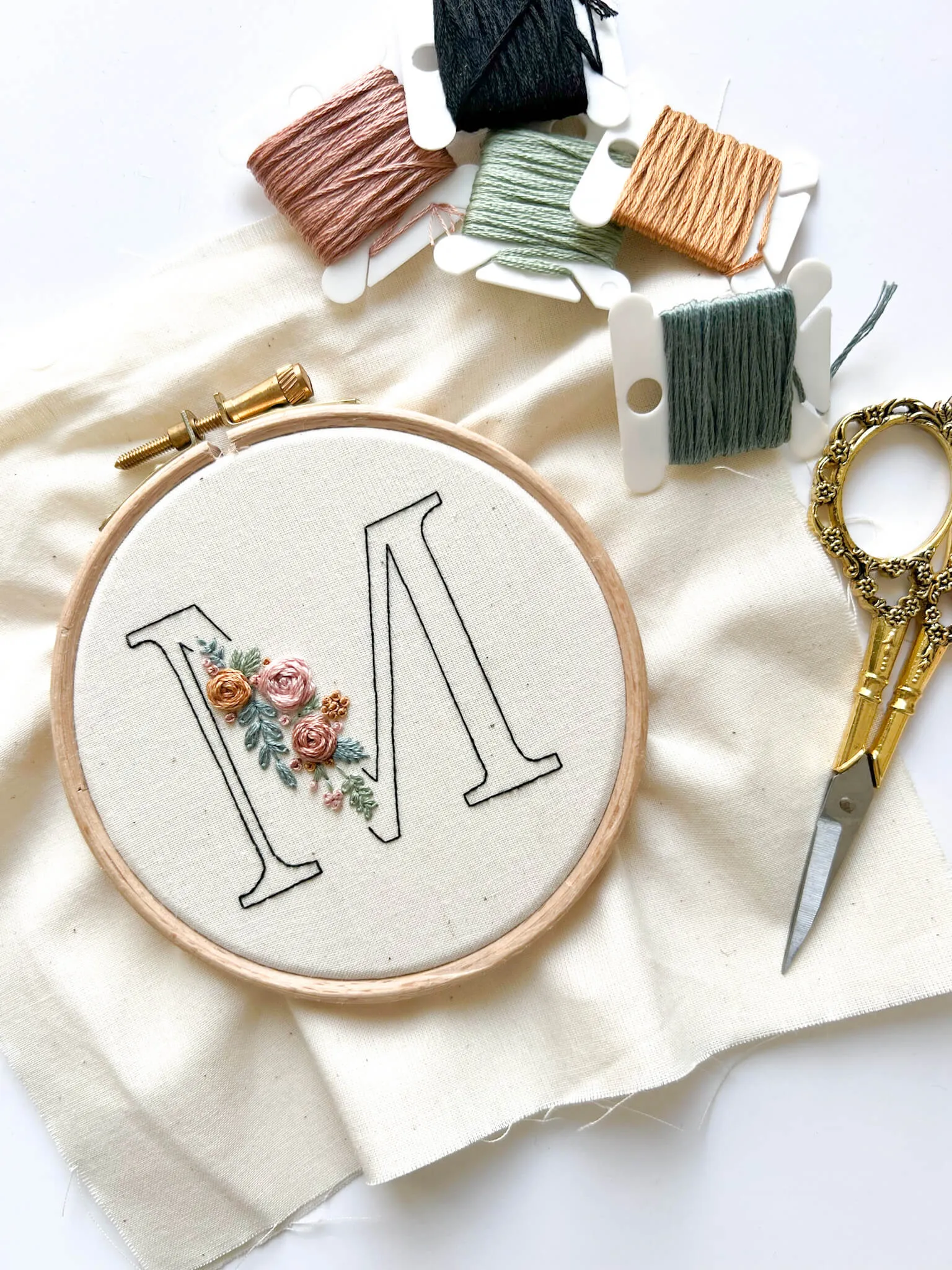 Floral Initial Embroidery Kit