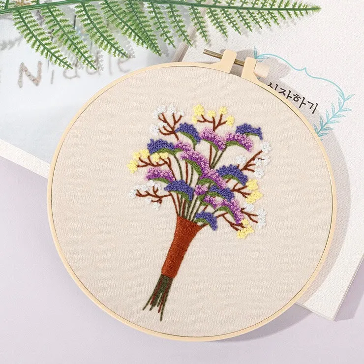 Flower Bouquet Hand Embroidery Kit 20cm