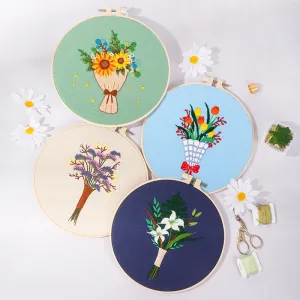 Flower Bouquet Hand Embroidery Kit 20cm