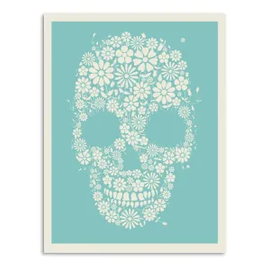 Flower Skull Blue 11" x 14" Screen Print