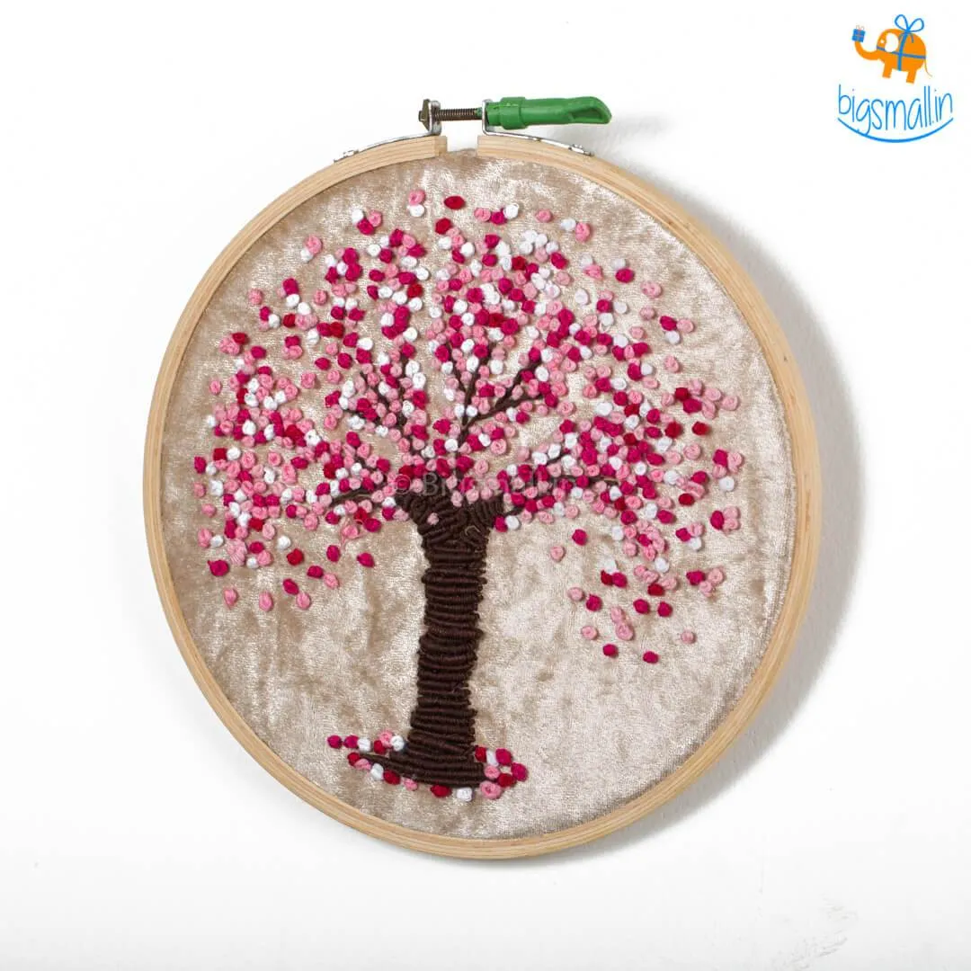 Handmade Cherry Blossom Embroidery Hoop Art