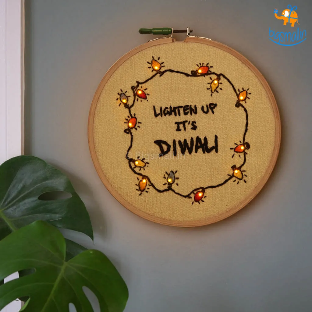 Handmade Diwali LED Embroidery Hoop Art