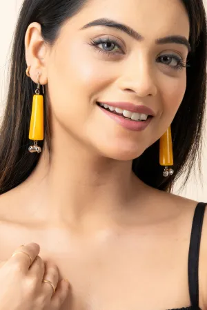 Handmade Orange Acrylic with Ghungroo Earrings - Lightweight, Comfortable, Cultural Charm