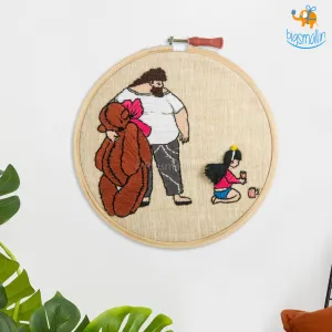 Handmade Papa Bear Embroidery Hoop Wall Art