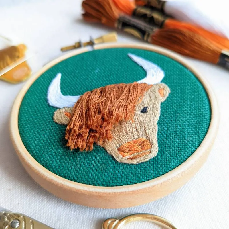 Highland Coo Embroidery Kit