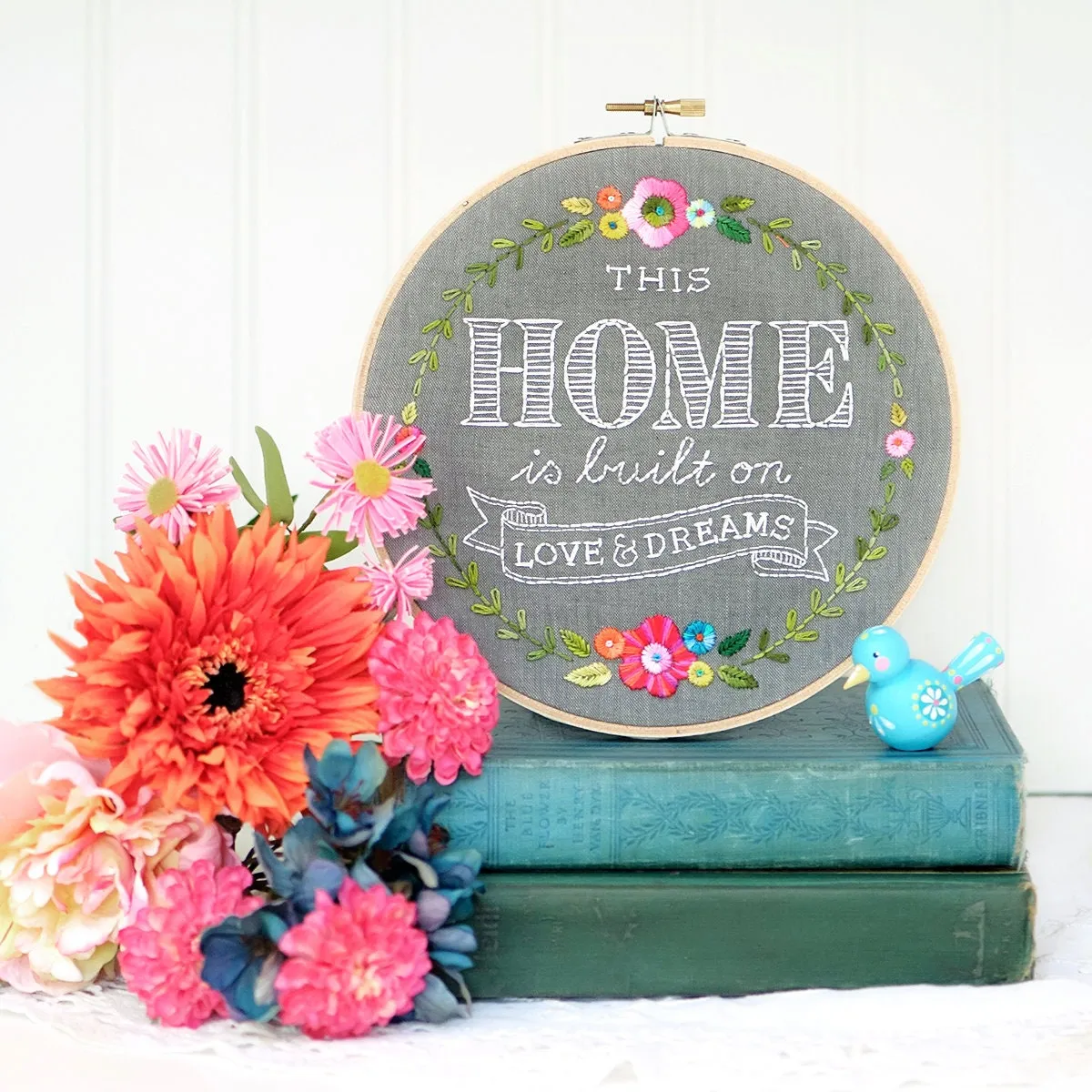 Home, Love, and Dreams (Gray) Embroidery PDF Pattern