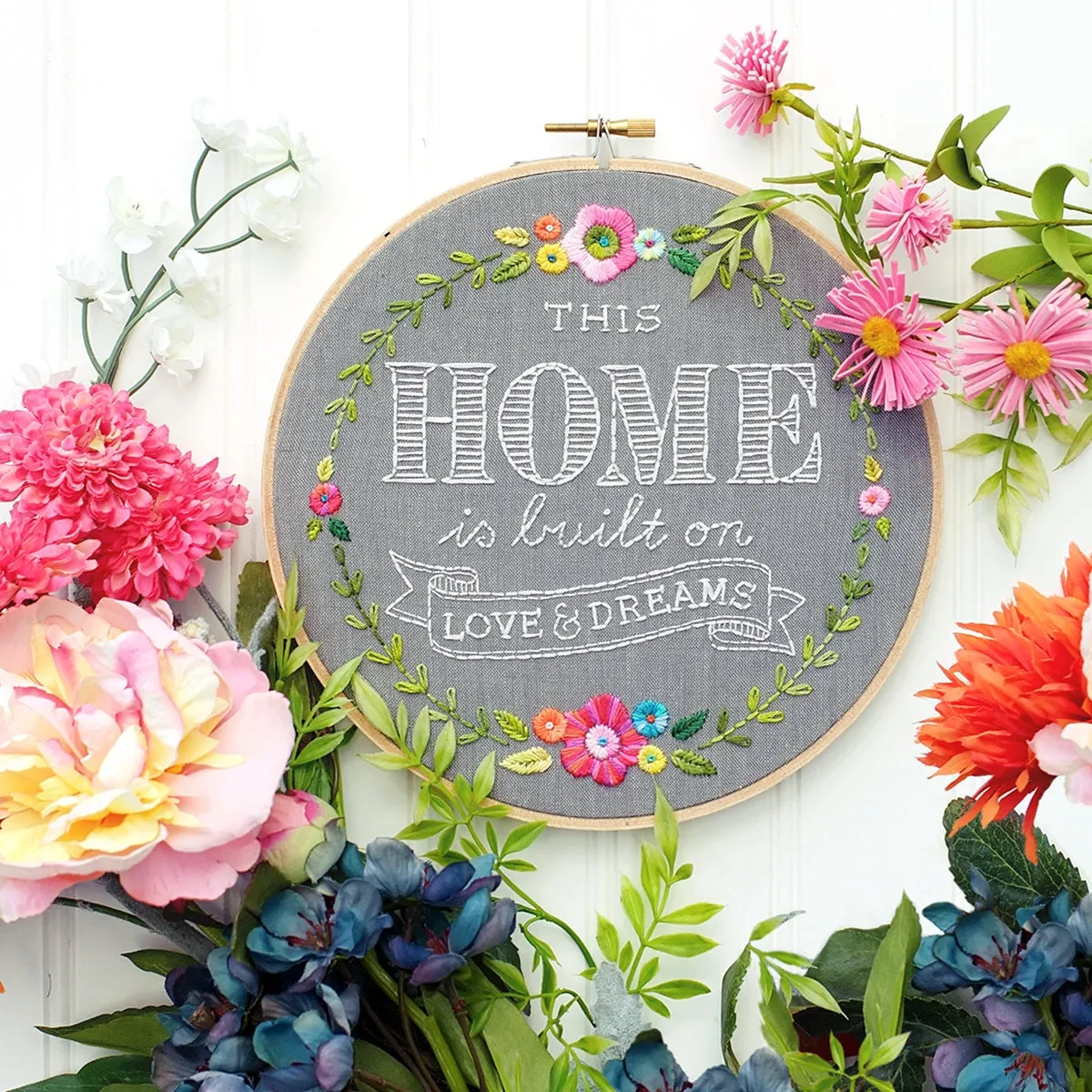 Home, Love, and Dreams (Gray) Embroidery PDF Pattern