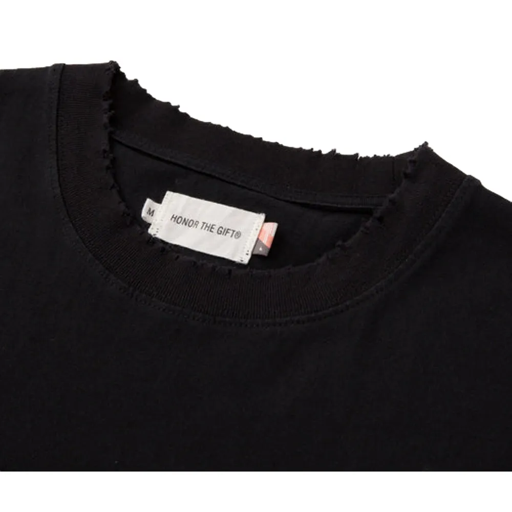 HONOR THE GIFT EMBROIDERED POCKET TEE-BLACK