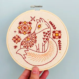 Hook, Line & Tinker - Folk Fox in Colour Complete Embroidery Kit