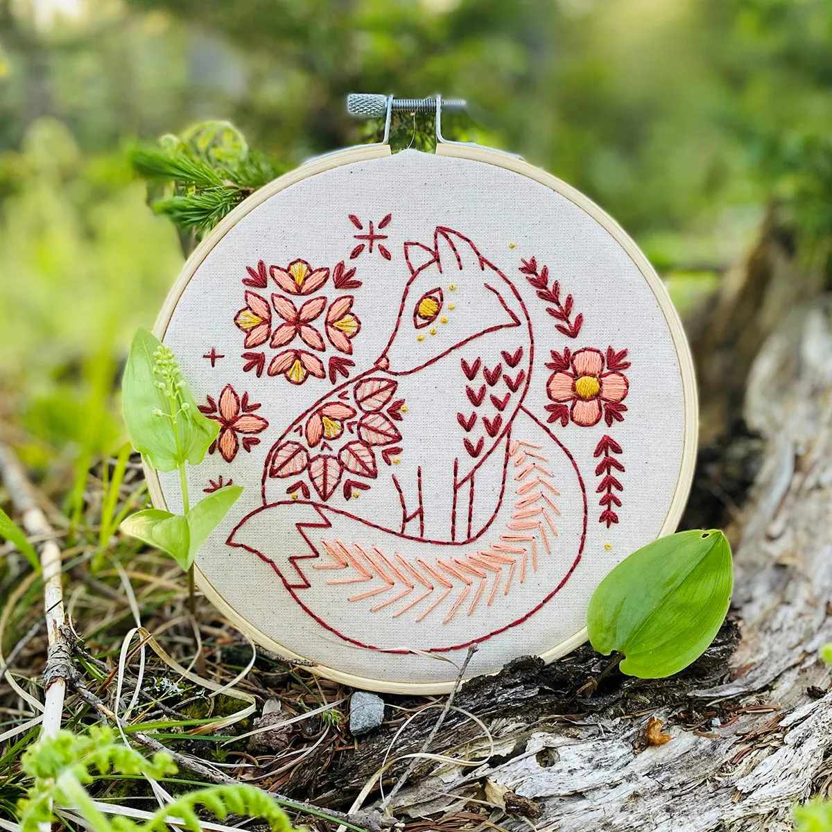 Hook, Line & Tinker - Folk Fox in Colour Complete Embroidery Kit