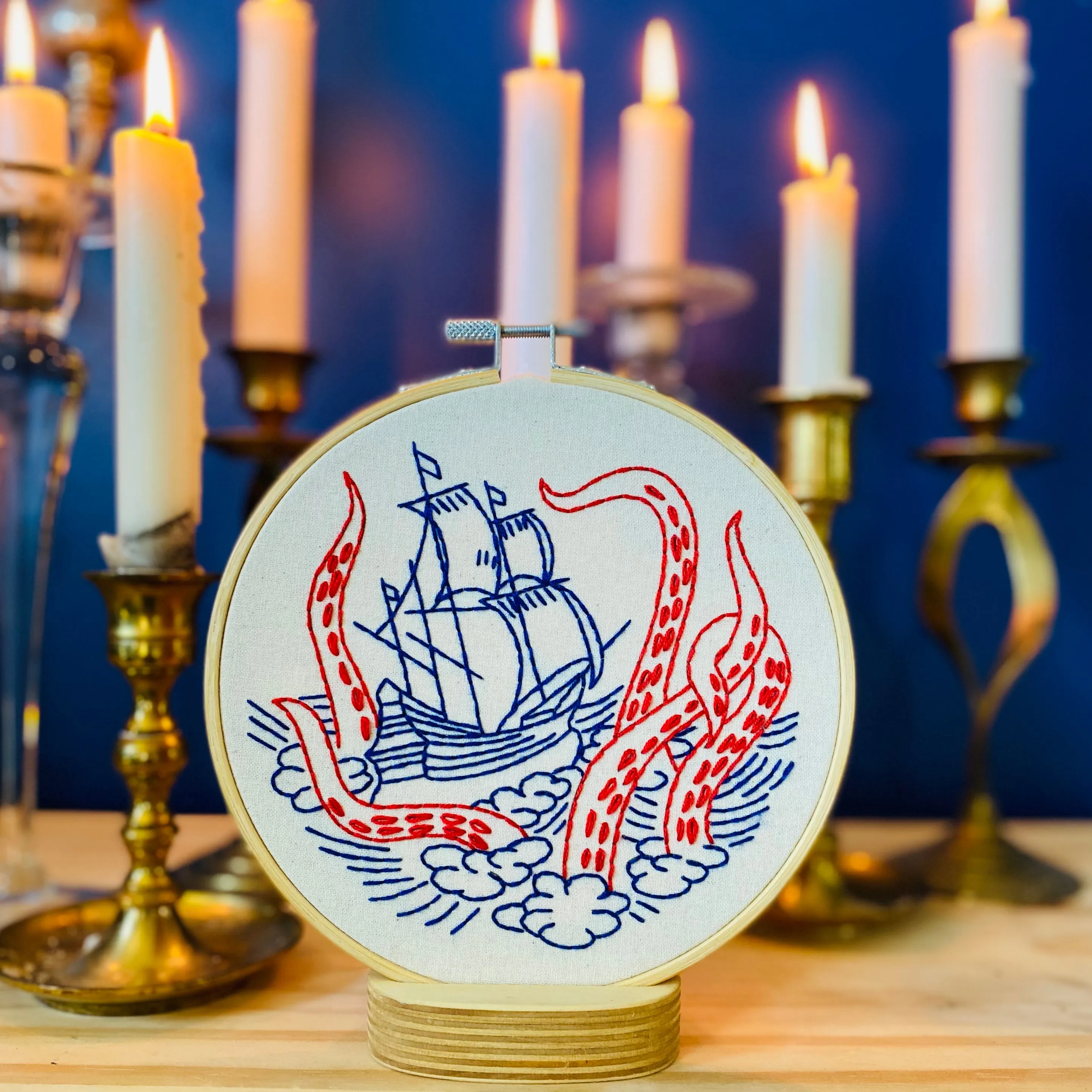 Hook, Line & Tinker - Kraken and Ship Complete Embroidery Kit