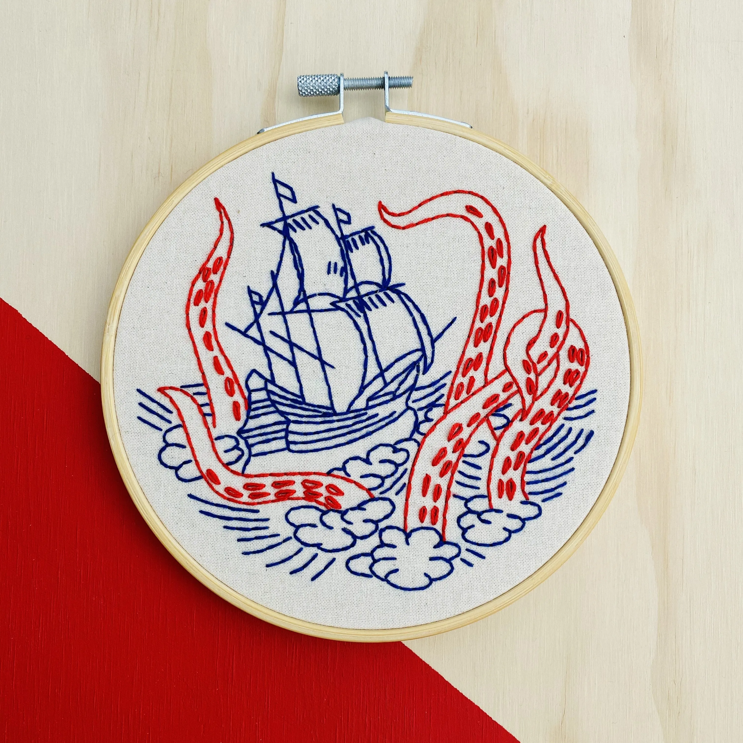 Hook, Line & Tinker - Kraken and Ship Complete Embroidery Kit