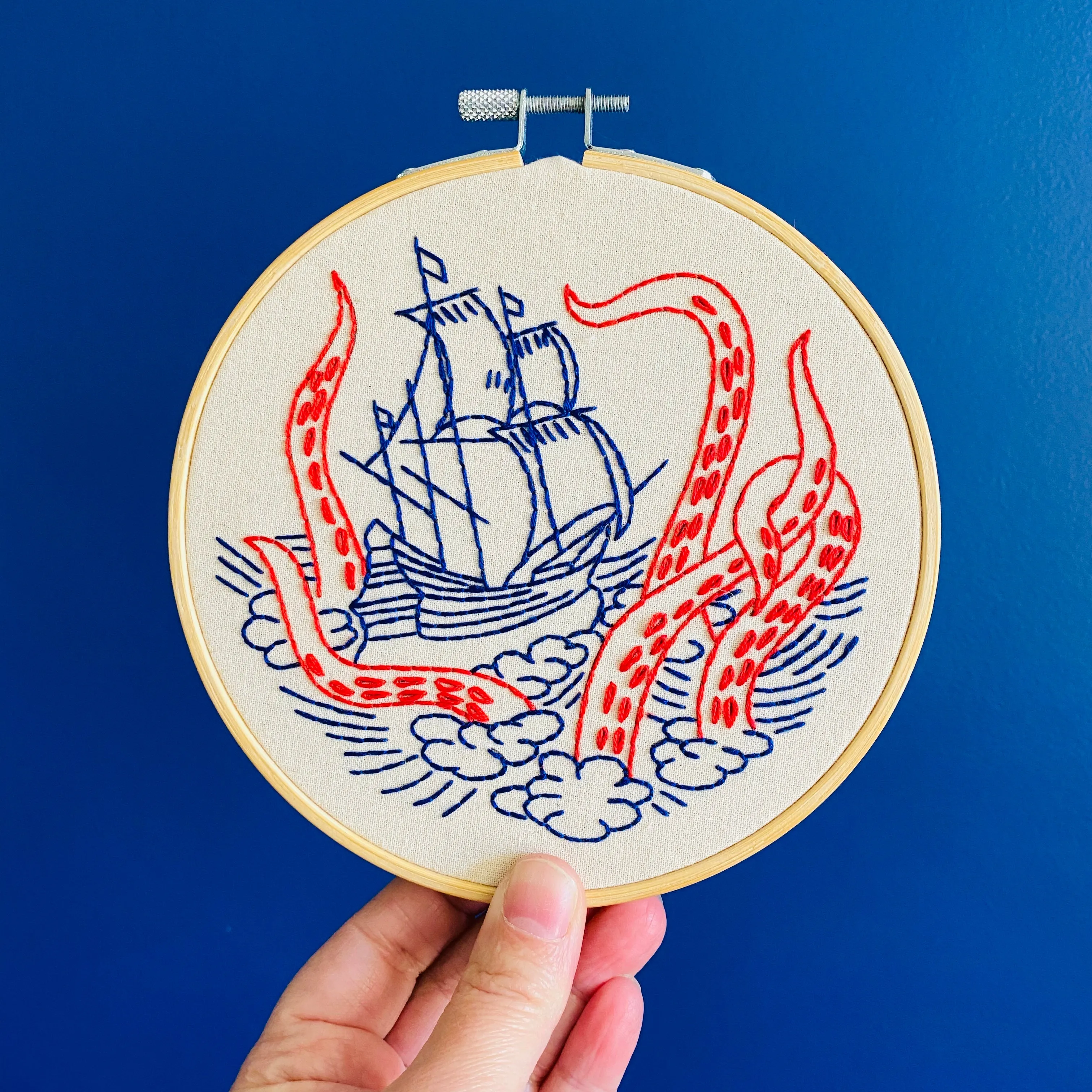 Hook, Line & Tinker - Kraken and Ship Complete Embroidery Kit