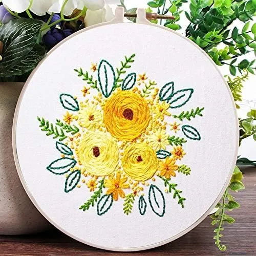 iKalaa Complete Embroidery Kit - Beginner's Delight (Combo) | 3 Design with Various Accessories Plus 1 Hoop