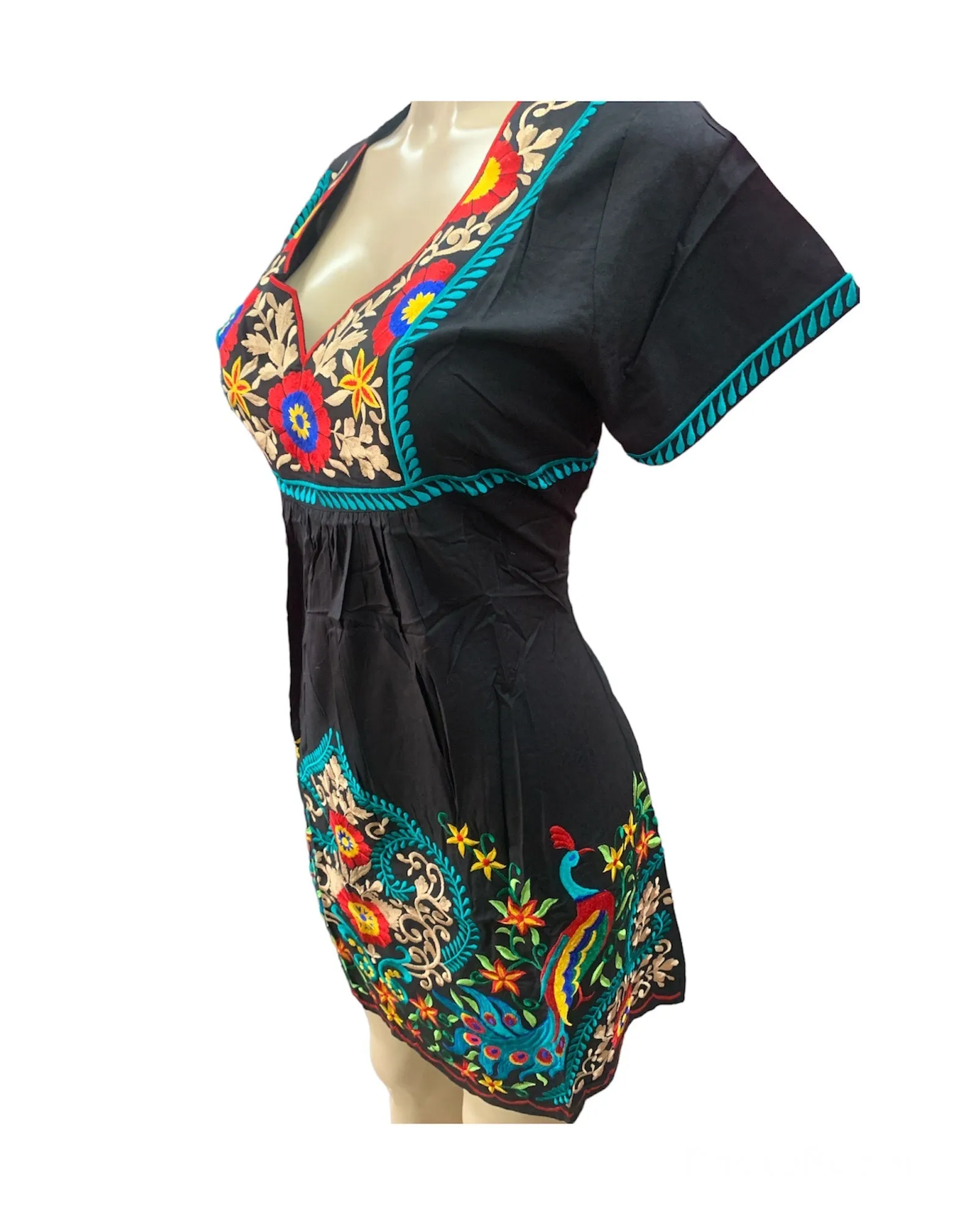 India Embroidered Dress Black