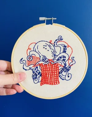 Industrious Octopus Embroidery Kit, Hook Line & Tinker