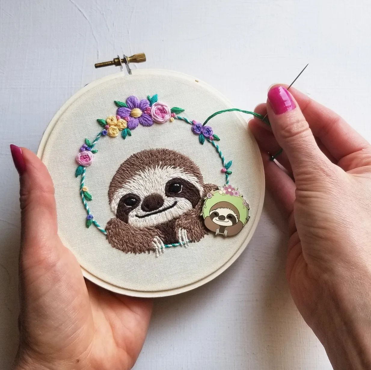 Jessica Long Embroidery | Smiling Sloth Embroidery Kit